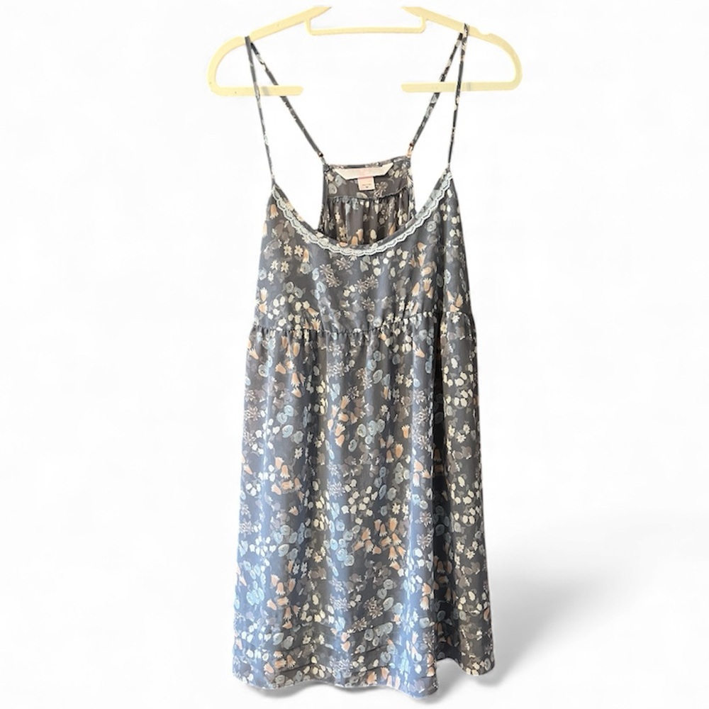 Victoria's Secret Blue & Gray Camisole Angels Sheer Floral Print Size Medium